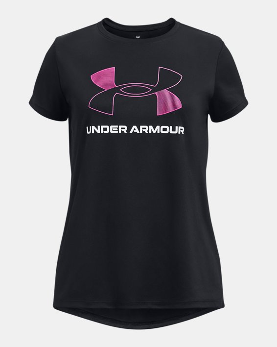 Girls' UA Tech™ Big Logo Short Sleeve in Black image number 0